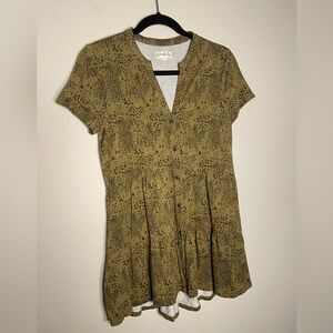 Women's Brown, Short Sleeve, Cheetah/Leopard Print, Babydoll Tunic, Flowy Top